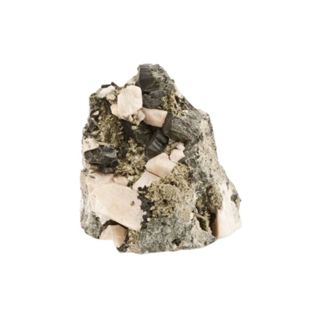 Actinolite mineral. Green and white mineral rock.