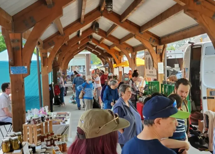 photo of booths at the Belleville Farmers' market